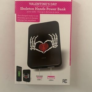 Valentine's  Day Skeleton Hands Power Bank. Brand New.